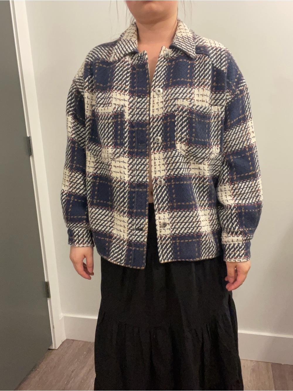Scotch & Soda Navy and Cream Plaid Jacket